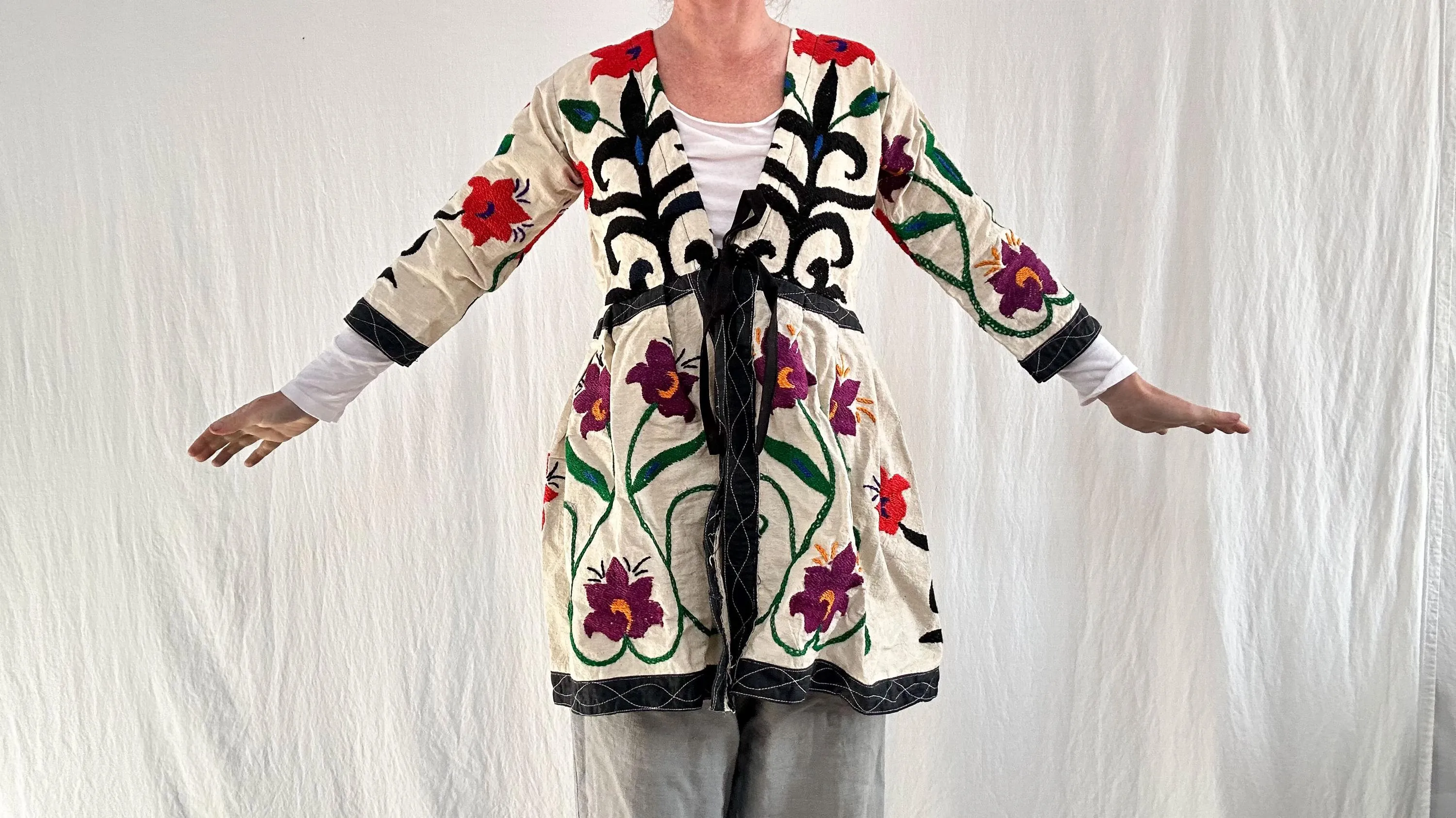 Vintage Tajik Suzani Embroidered Coat.