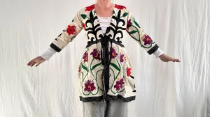 Vintage Tajik Suzani Embroidered Coat.