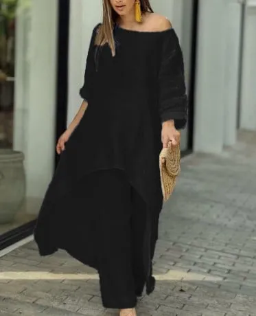 Women's Solid Color Linen Fashionable Casual Suit