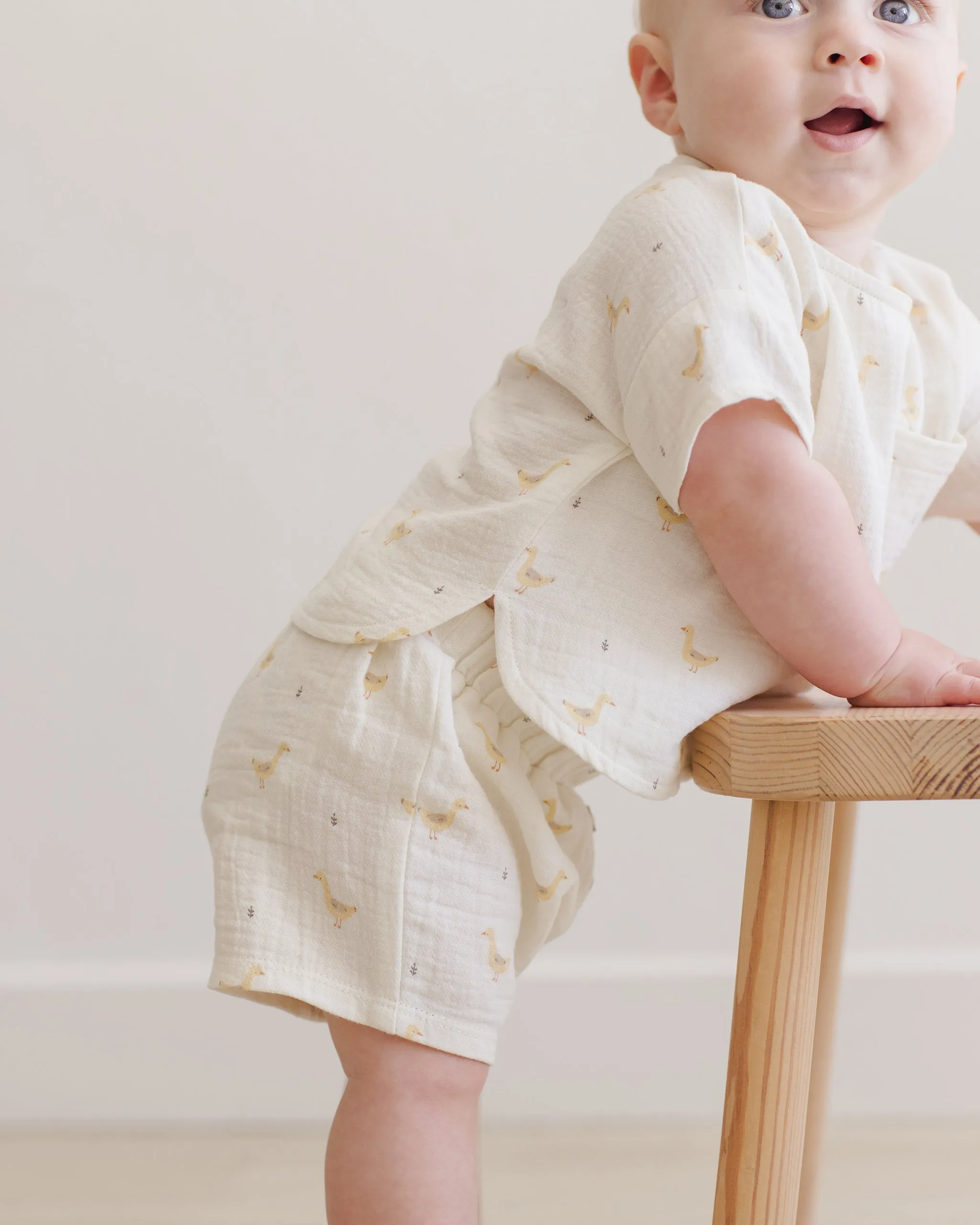Woven Boxy Top   Short Set, Geese