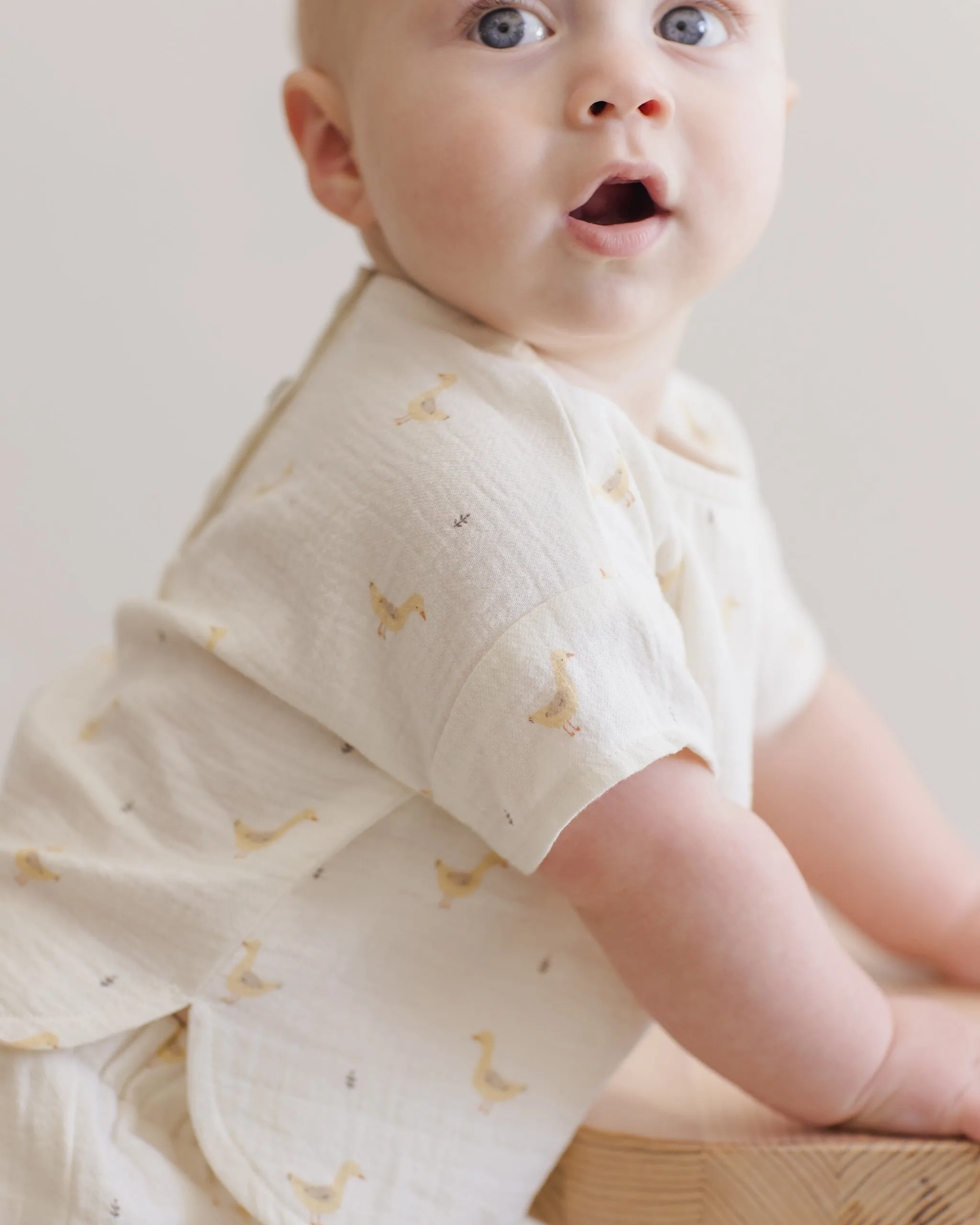 Woven Boxy Top   Short Set, Geese